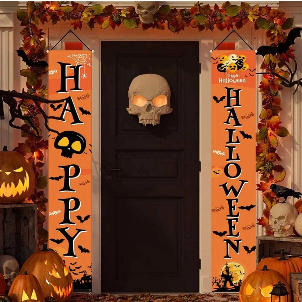NEW! Porch Logo Banner Happy Halloween Hanging Decoration Prop Banner with Hook - Picture 2 of 4